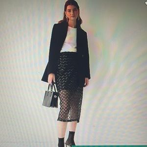 Lattice sequin pencil skirt